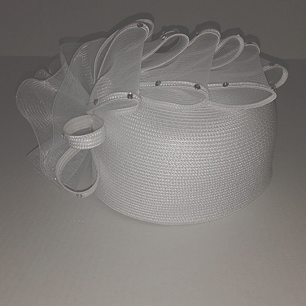 NEW White Fancy Hat 23 inches around.
